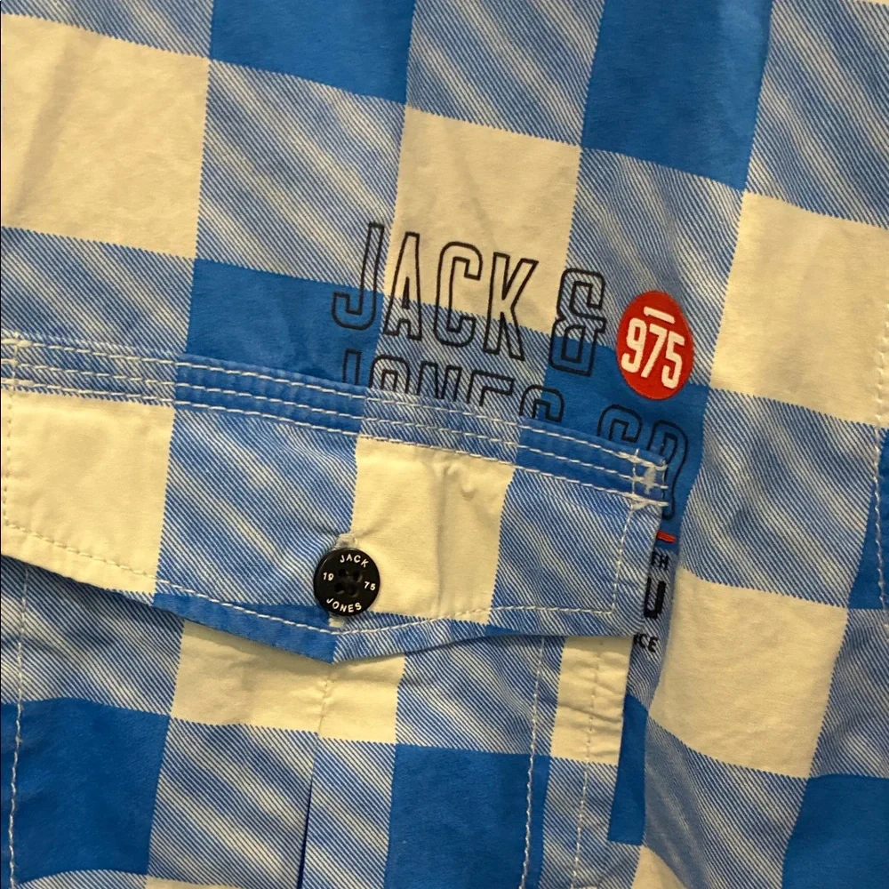 Jack & Jones Blue & White Check Casual Button-Down Shirt